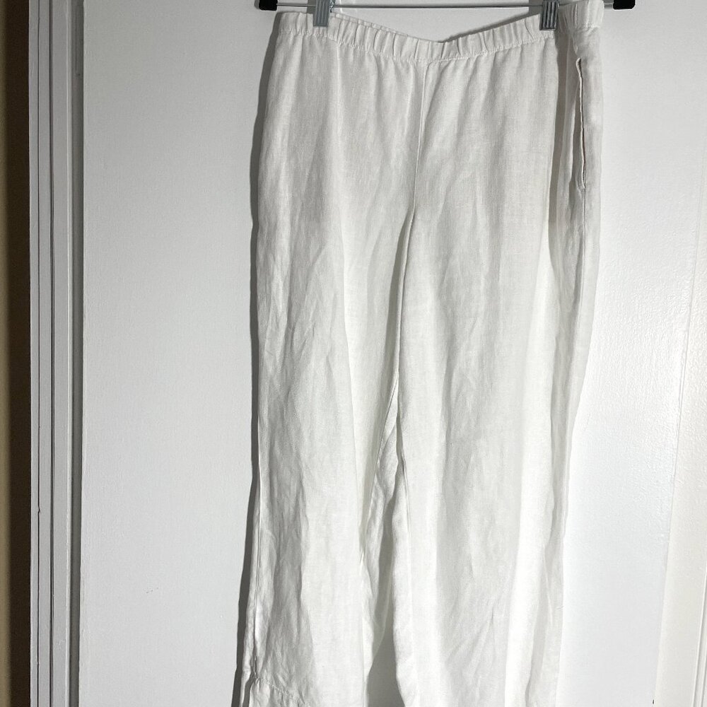 J Jill white linen pants with pockets